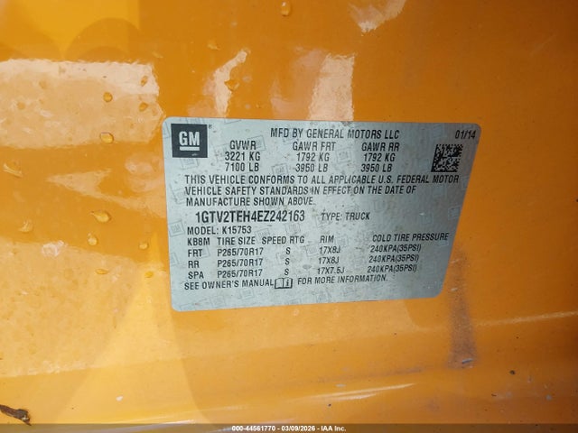 2014 GMC SIERRA 1500 1GTV2TEH4EZ242163 Photo 8