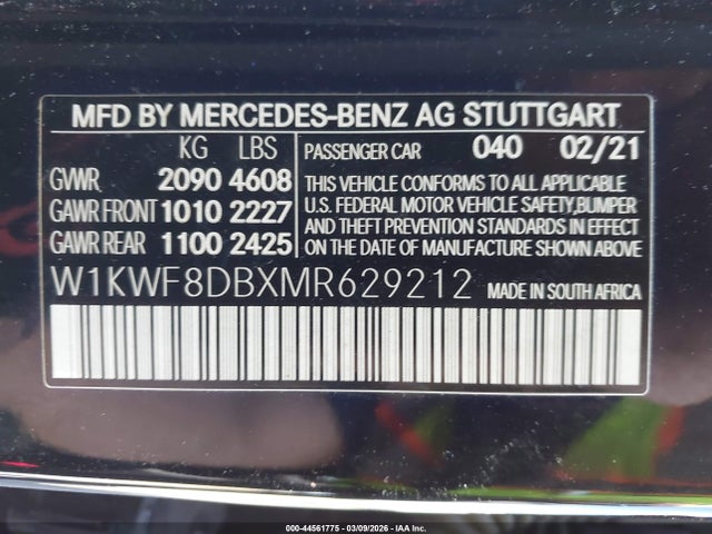 W1KWF8DBXMR629212 Mercedes-Benz C 300 Sedan