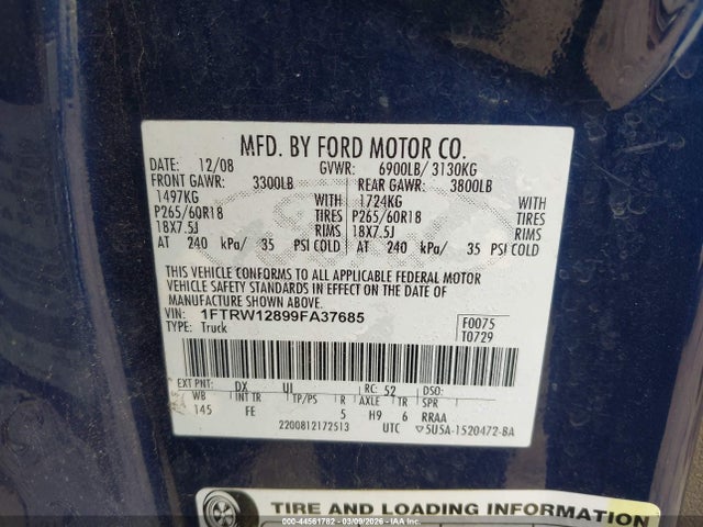 2009 FORD F-150 1FTRW12899FA37685 Photo 8