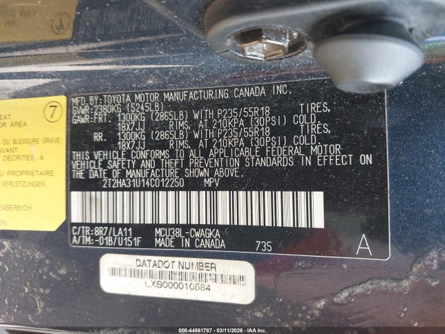 2004 Lexus Rx 330 მანქანა იყიდება აუქციონზე, vin: 2T2HA31U14C012250, აუქციონის ნომერი: 44561787