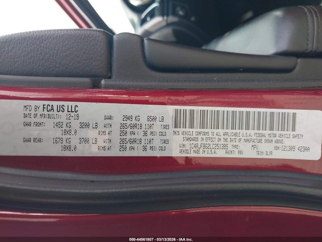 Продажа на аукционе авто 2020 Jeep Grand Cherokee Limited 4x4, vin: 1C4RJFBG2LC251395, номер лота: 44561807
