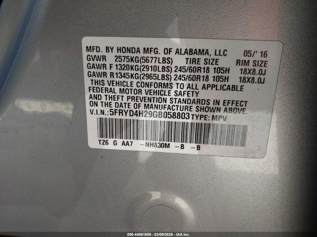 Продажа на аукционе авто 2016 Acura Mdx Acurawatch Plus Package, vin: 5FRYD4H29GB058803, номер лота: 44561809