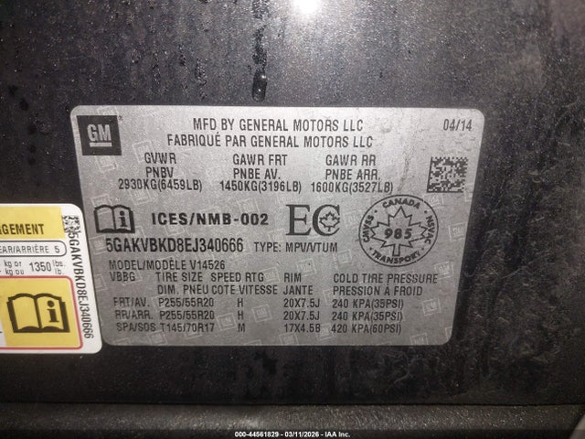 Auction sale of the 2014 Buick Enclave Leather, vin: 5GAKVBKD8EJ340666, lot number: 44561829