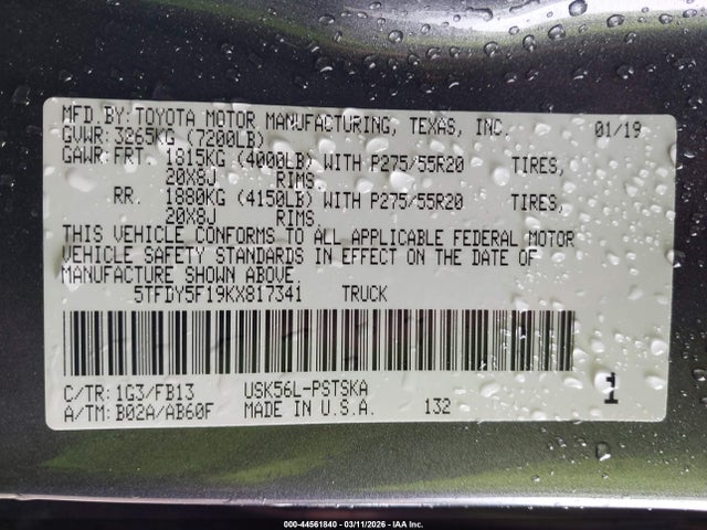 2019 TOYOTA TUNDRA 5TFDY5F19KX817341 Photo 8