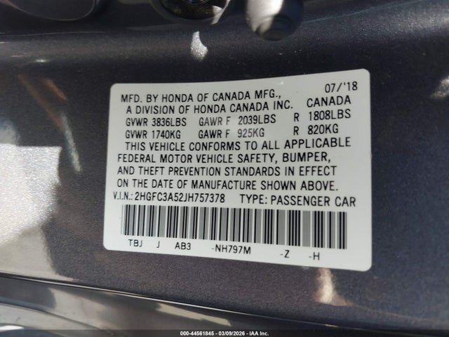 Honda CIVIC SI 2018 2HGFC3A52JH757378 Image 9