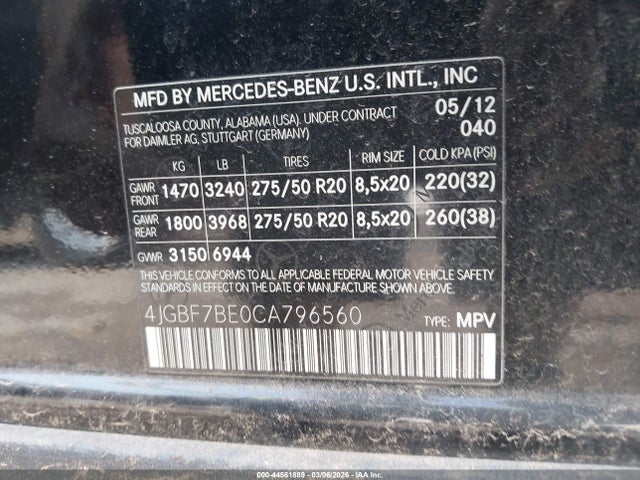 2012 MERCEDES-BENZ GL 450 4JGBF7BE0CA796560 Photo 8