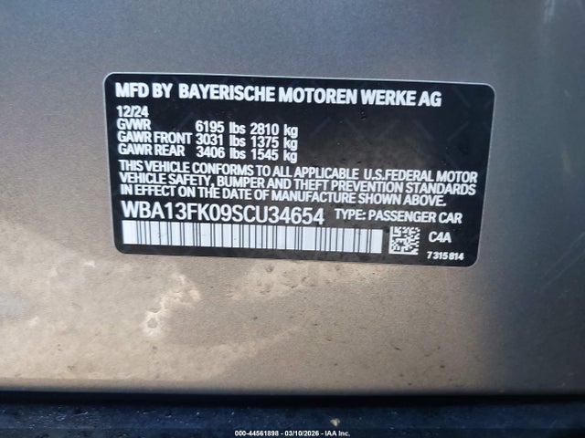 Продаж на аукціоні авто 2025 Bmw 550e Xdrive, vin: WBA13FK09SCU34654, номер лоту: 44561898