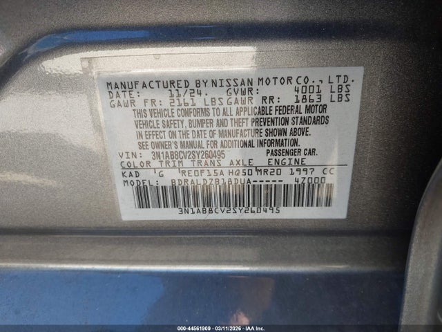 Nissan SENTRA SV 2025 3N1AB8CV2SY260495 Image 9