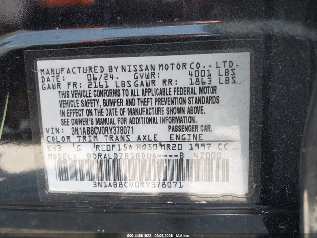 44561922 :رقم المزاد ، 3N1AB8CV0RY378071 vin ، 2024 Nissan Sentra Sv Xtronic Cvt مزاد بيع