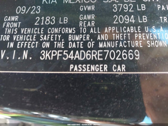 Продаж на аукціоні авто 2024 Kia Forte Gt-line, vin: 3KPF54AD6RE702669, номер лоту: 44561943