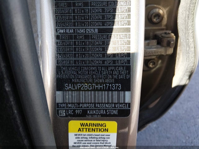 SALVP2BG7HH171373 Land Rover Range Rover Evoque Se/se Premium