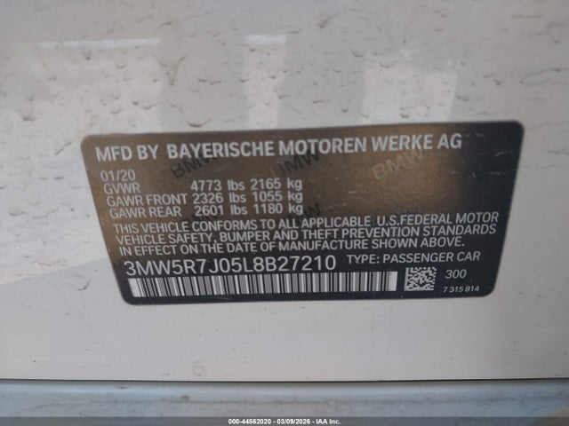 2020 BMW 330I 3MW5R7J05L8B27210 Photo 8