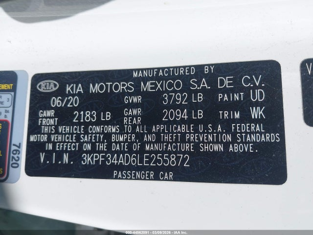 KIA Forte Gt-line 2020 3KPF34AD6LE255872 Image 9