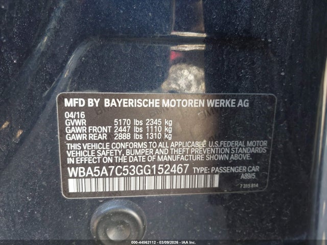 2016 BMW 528I WBA5A7C53GG152467 Photo 8