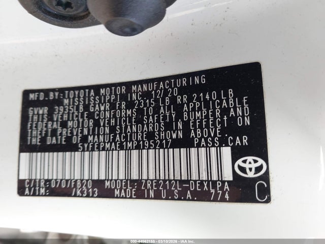Toyota COROLLA LE 2021 5YFEPMAE1MP195217 Image 9
