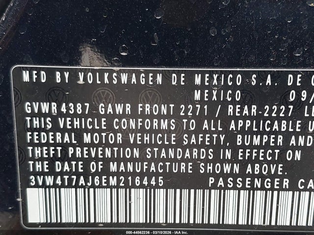 3VW4T7AJ6EM216445 Volkswagen Jetta Gli Autobahn W/nav