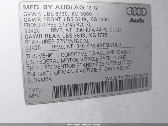 2013 AUDI Q7 WA1LGAFE8DD010138 Photo 8