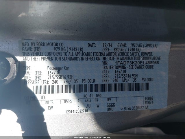 Ford FOCUS SE 2014 1FADP3K20EL458968 Image 9