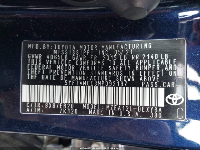Toyota Corolla Xse 2021 5YFT4MCE3MP092197 Image 9