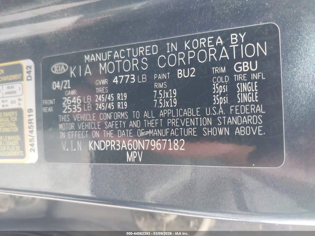 KNDPR3A60N7967182 KIA Sportage Sx Turbo