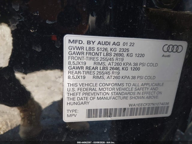 2022 AUDI Q3 WA1EECF37N1074036 Photo 8