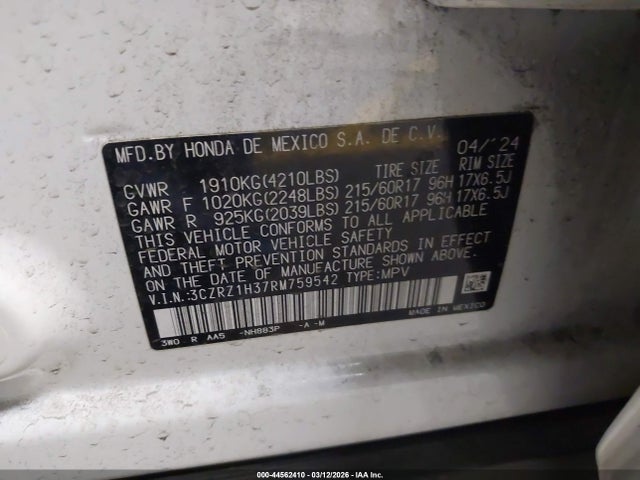 2024 HONDA HR-V 3CZRZ1H37RM759542 Photo 8