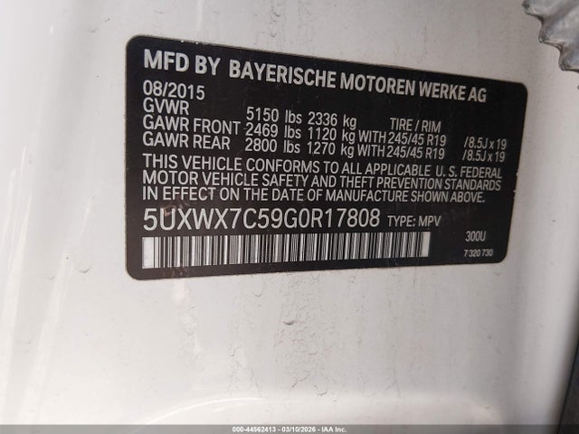 Продаж на аукціоні авто 2016 Bmw X3 Xdrive35i, vin: 5UXWX7C59G0R17808, номер лоту: 44562413
