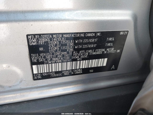 Toyota Rav4 Xle 2021 2T3W1RFV8MC148141 Image 9