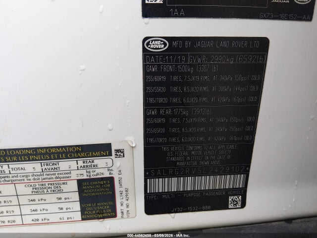 2020 LAND ROVER DISCOVERY SALRG2RV5L2429102 Photo 8