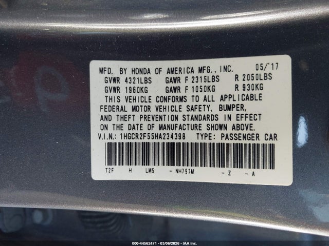1HGCR2F55HA234398 Honda Accord Sport