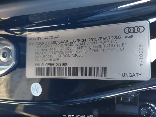 2017 AUDI A3 WAUAUGFF5H1033169 Photo 8