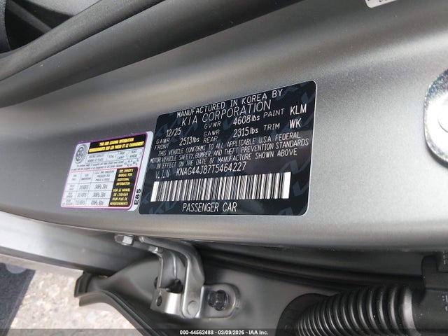 2026 Kia K5 Gt მანქანა იყიდება აუქციონზე, vin: KNAG44J87T5464227, აუქციონის ნომერი: 44562488