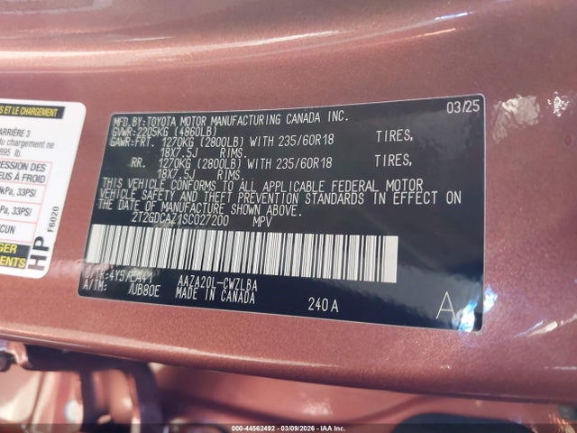 Продажа на аукционе авто 2025 Lexus Nx 250 Premium, vin: 2T2GDCAZ1SC027200, номер лота: 44562492