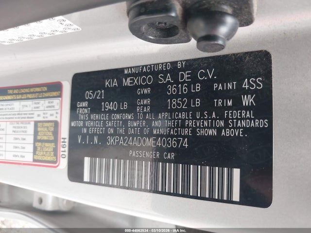 3KPA24AD0ME403674 KIA RIO S