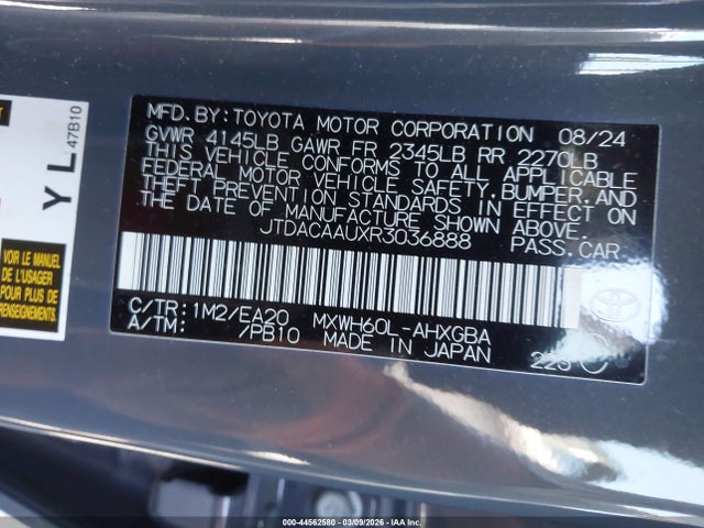 JTDACAAUXR3036888 Toyota PRIUS XLE