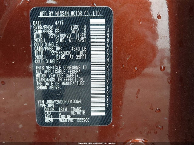 2017 NISSAN ARMADA JN8AY2ND9H9010364 Photo 8