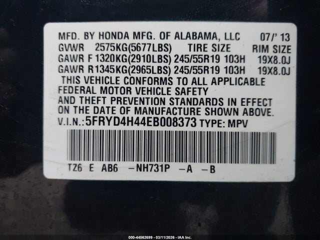Продаж на аукціоні авто 2014 Acura Mdx Technology Package, vin: 5FRYD4H44EB008373, номер лоту: 44562699