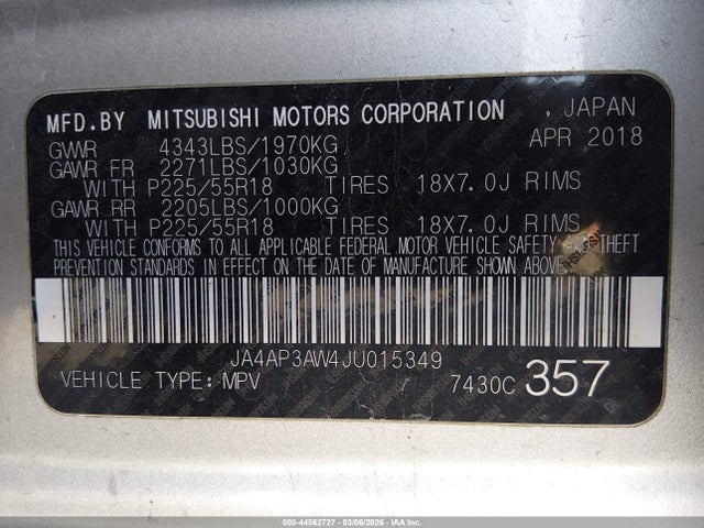 2018 MITSUBISHI OUTLANDER SPORT JA4AP3AW4JU015349 Photo 8