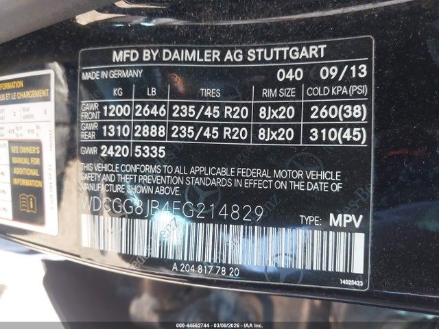 WDCGG8JB4EG214829 Mercedes-Benz Glk 350 4matic