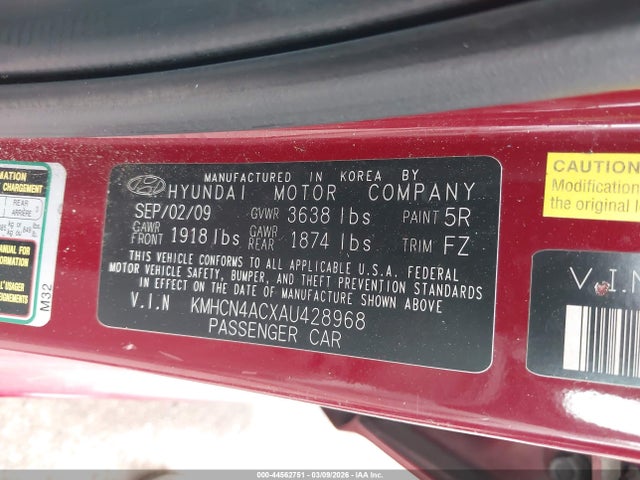 2010 HYUNDAI ACCENT KMHCN4ACXAU428968 Photo 8
