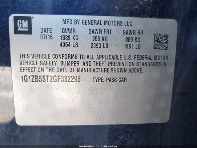 2016 CHEVROLET MALIBU 1G1ZB5ST2GF332298 Photo 8