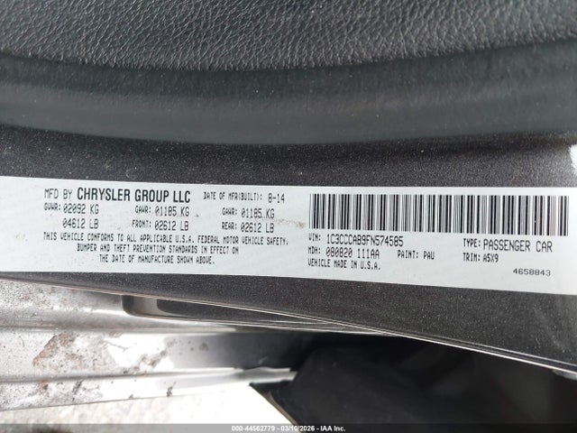 44562779 :رقم المزاد ، 1C3CCCAB9FN574585 vin ، 2015 Chrysler 200 Limited مزاد بيع