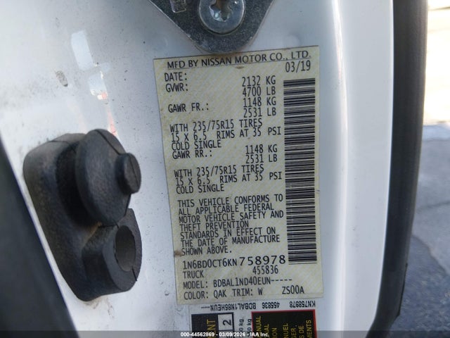 Nissan FRONTIER S 2019 1N6BD0CT6KN758978 Image 9