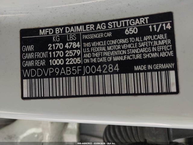WDDVP9AB5FJ004284 Mercedes-Benz B-class Electric Drive