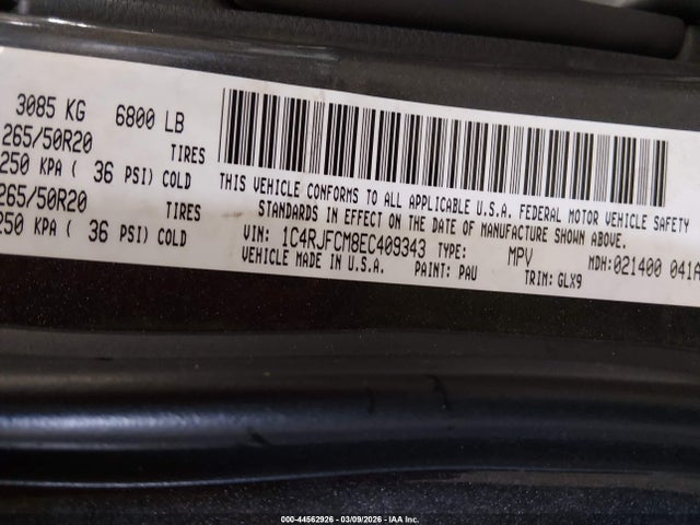 1C4RJFCM8EC409343 Jeep Grand Cherokee Overland
