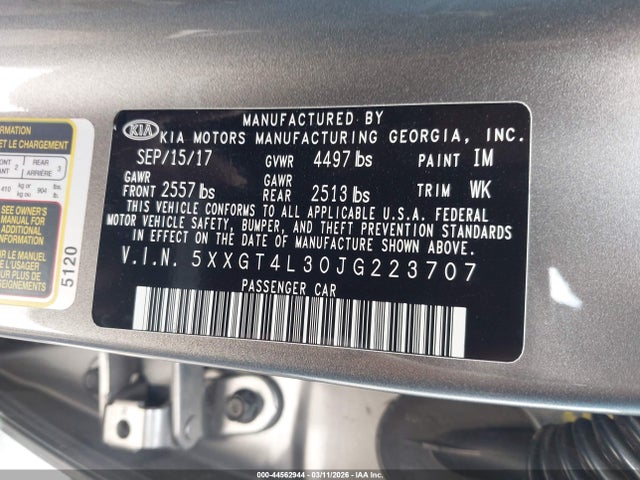 KIA Optima Lx 2018 5XXGT4L30JG223707 Image 9