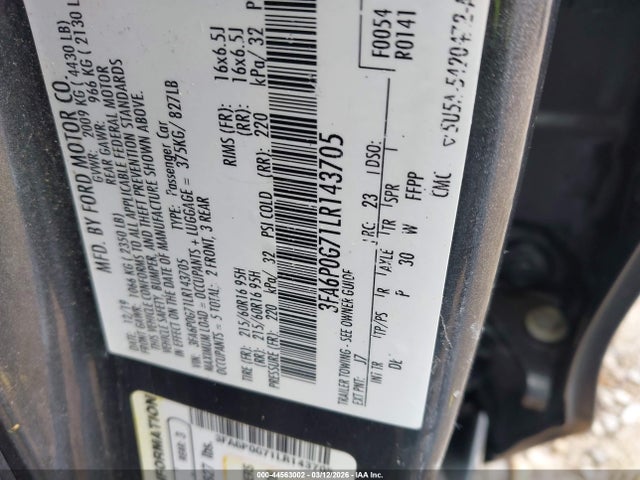 Ford FUSION S 2020 3FA6P0G71LR143705 Image 9