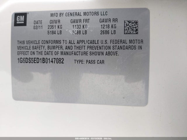 Продажа на аукционе авто 2011 Cadillac Cts Premium, vin: 1G6DS5ED1B0147082, номер лота: 44563014