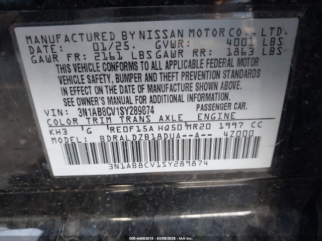 3N1AB8CV1SY289874 Nissan SENTRA SV