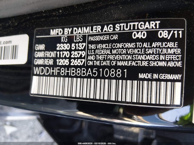 Продаж на аукціоні авто 2011 Mercedes-benz E 350 4matic, vin: WDDHF8HB8BA510881, номер лоту: 44563020